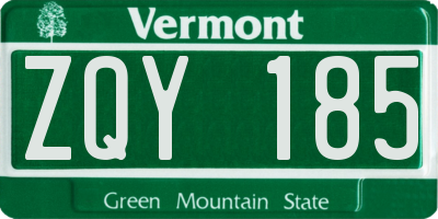 VT license plate ZQY185