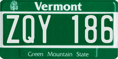 VT license plate ZQY186