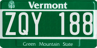 VT license plate ZQY188