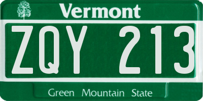 VT license plate ZQY213