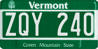VT license plate ZQY240
