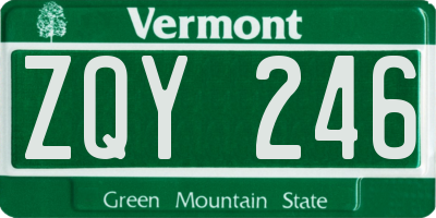 VT license plate ZQY246