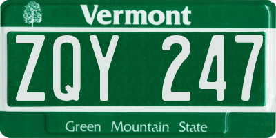 VT license plate ZQY247