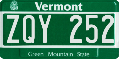 VT license plate ZQY252