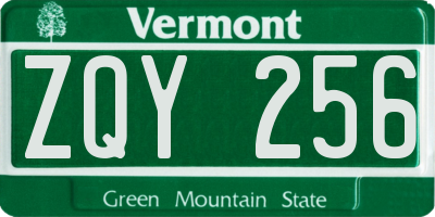 VT license plate ZQY256