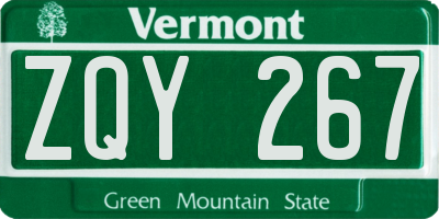 VT license plate ZQY267