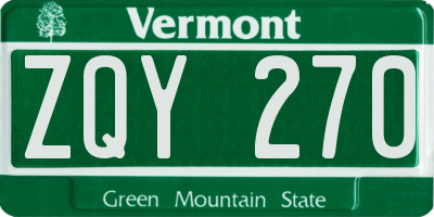 VT license plate ZQY270