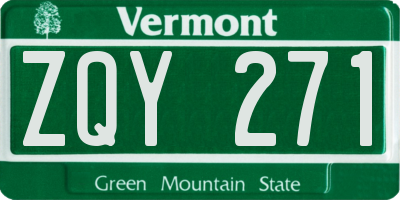 VT license plate ZQY271