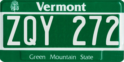 VT license plate ZQY272