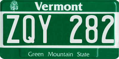 VT license plate ZQY282