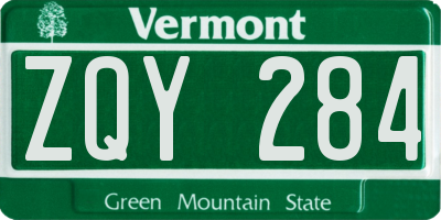 VT license plate ZQY284