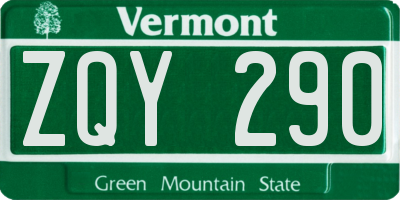 VT license plate ZQY290
