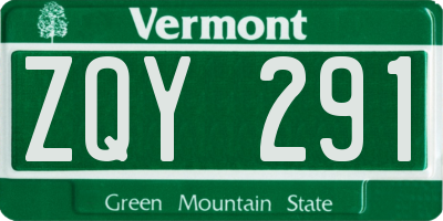 VT license plate ZQY291