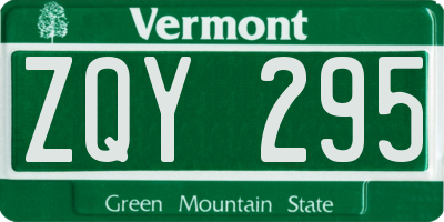 VT license plate ZQY295