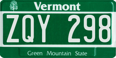 VT license plate ZQY298