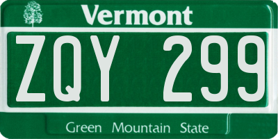 VT license plate ZQY299