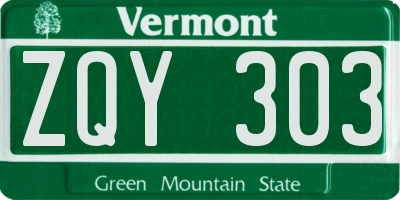 VT license plate ZQY303
