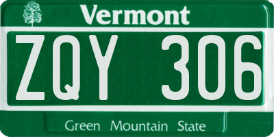 VT license plate ZQY306