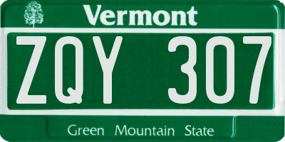 VT license plate ZQY307