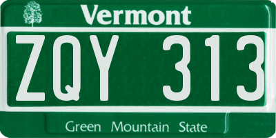 VT license plate ZQY313