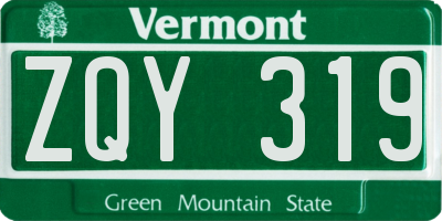 VT license plate ZQY319