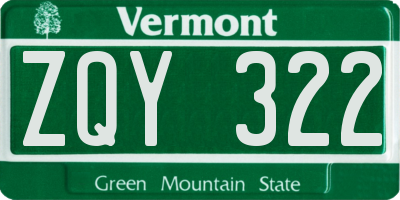 VT license plate ZQY322