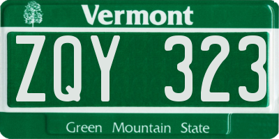 VT license plate ZQY323
