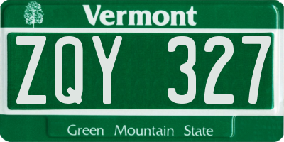 VT license plate ZQY327