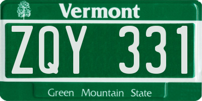 VT license plate ZQY331