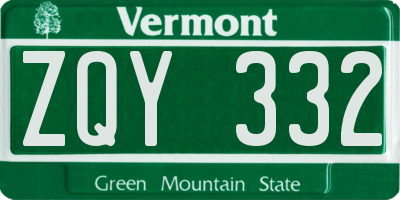 VT license plate ZQY332