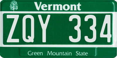 VT license plate ZQY334