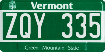 VT license plate ZQY335