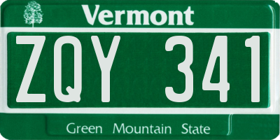 VT license plate ZQY341