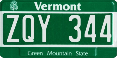VT license plate ZQY344