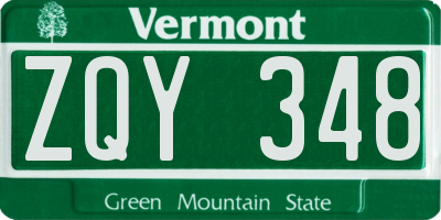 VT license plate ZQY348