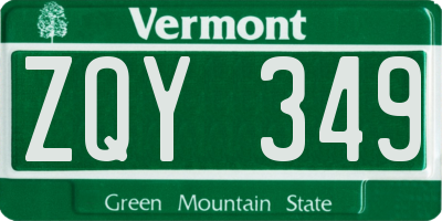 VT license plate ZQY349