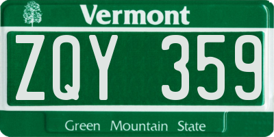VT license plate ZQY359