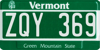 VT license plate ZQY369