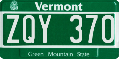 VT license plate ZQY370