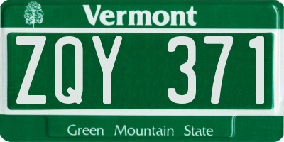VT license plate ZQY371