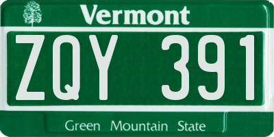 VT license plate ZQY391