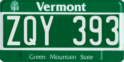 VT license plate ZQY393