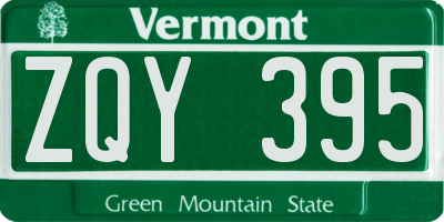 VT license plate ZQY395