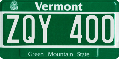 VT license plate ZQY400