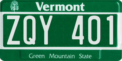 VT license plate ZQY401