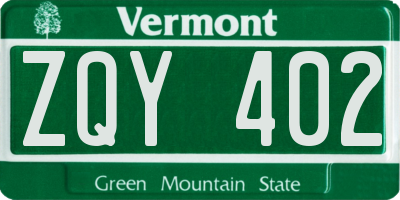 VT license plate ZQY402
