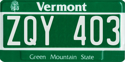 VT license plate ZQY403