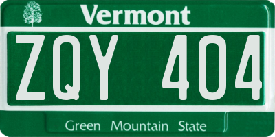 VT license plate ZQY404