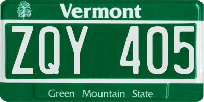 VT license plate ZQY405