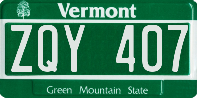 VT license plate ZQY407